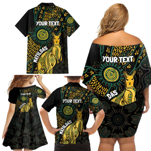 Australia Matildas Indigenous Family Matching Off Shoulder Short Dress and Hawaiian Shirt NAIDOC 2024 Keep The Fire Burning