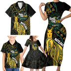 Australia Matildas Indigenous Family Matching Short Sleeve Bodycon Dress and Hawaiian Shirt NAIDOC 2024 Keep The Fire Burning