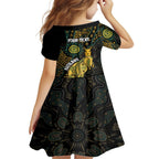 Australia Matildas Indigenous Family Matching Short Sleeve Bodycon Dress and Hawaiian Shirt NAIDOC 2024 Keep The Fire Burning