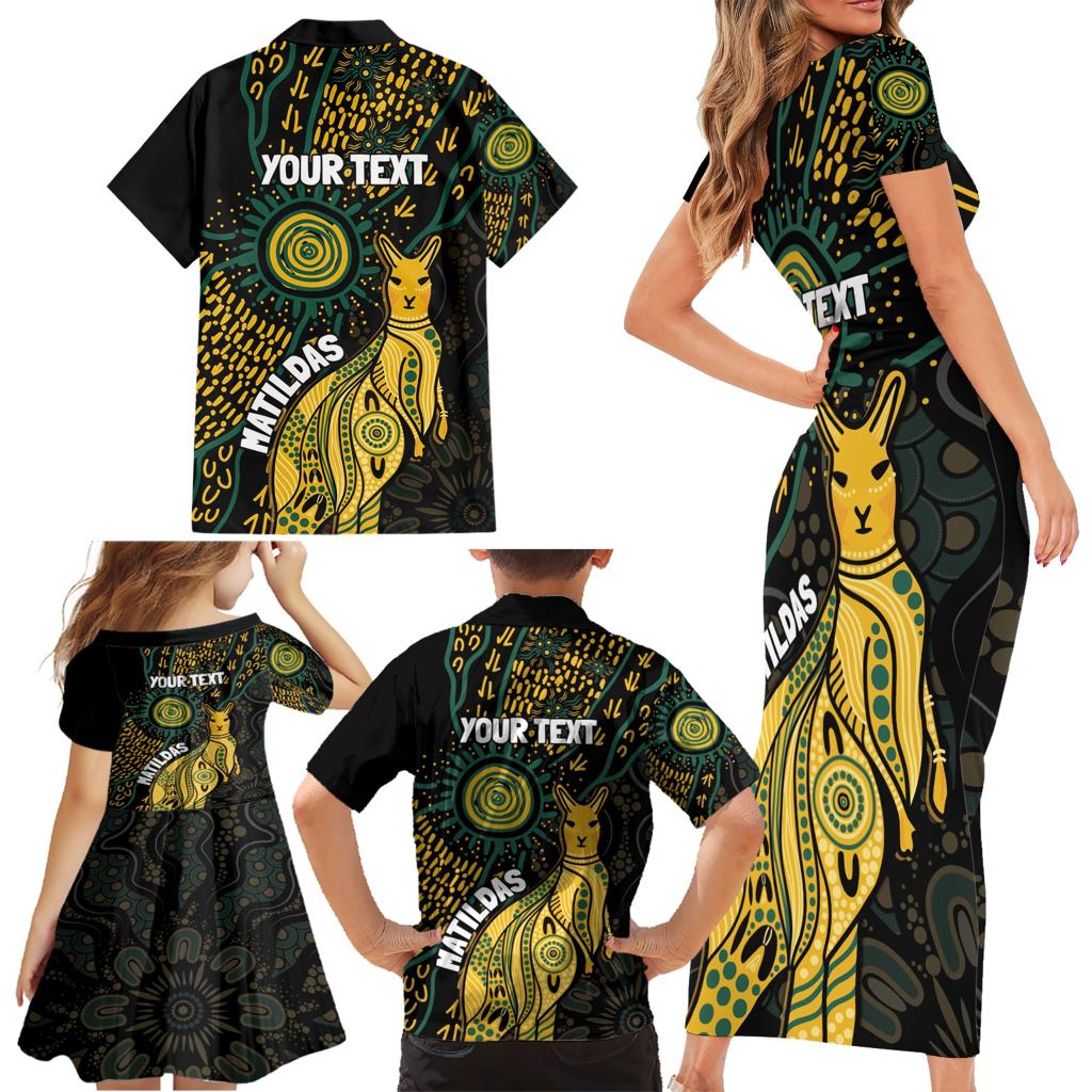 Australia Matildas Indigenous Family Matching Short Sleeve Bodycon Dress and Hawaiian Shirt NAIDOC 2024 Keep The Fire Burning