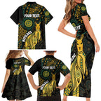 Australia Matildas Indigenous Family Matching Short Sleeve Bodycon Dress and Hawaiian Shirt NAIDOC 2024 Keep The Fire Burning