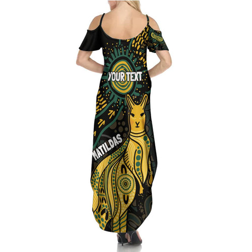 Australia Matildas Indigenous Family Matching Summer Maxi Dress and Hawaiian Shirt NAIDOC 2024 Keep The Fire Burning