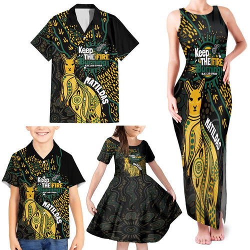 Australia Matildas Indigenous Family Matching Tank Maxi Dress and Hawaiian Shirt NAIDOC 2024 Keep The Fire Burning