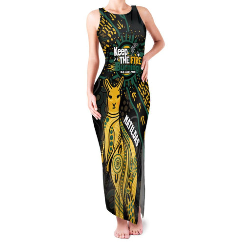 Australia Matildas Indigenous Family Matching Tank Maxi Dress and Hawaiian Shirt NAIDOC 2024 Keep The Fire Burning