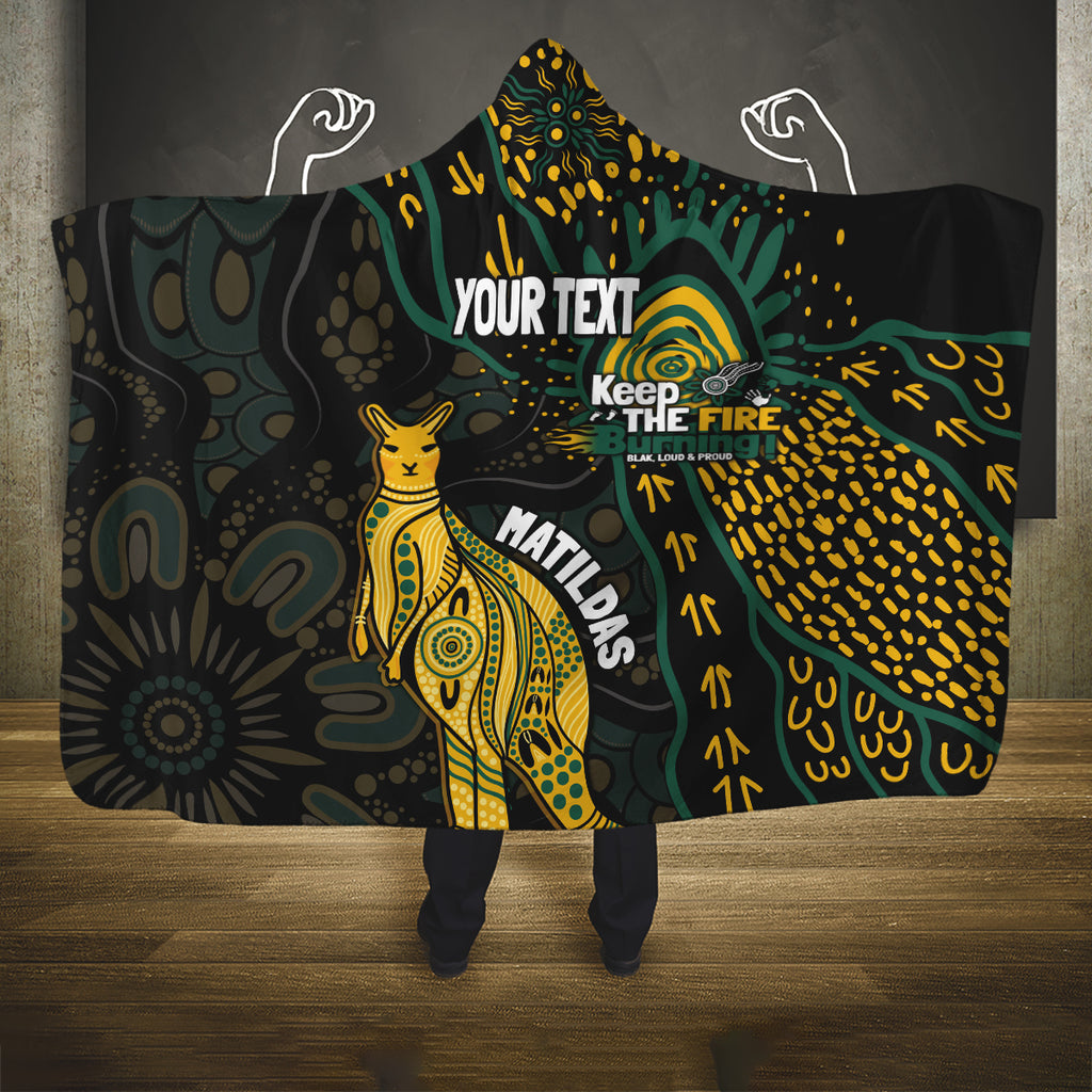 Australia Matildas Indigenous Hooded Blanket NAIDOC 2024 Keep The Fire Burning