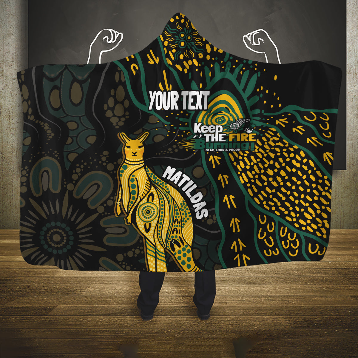 Australia Matildas Indigenous Hooded Blanket NAIDOC 2024 Keep The Fire Burning