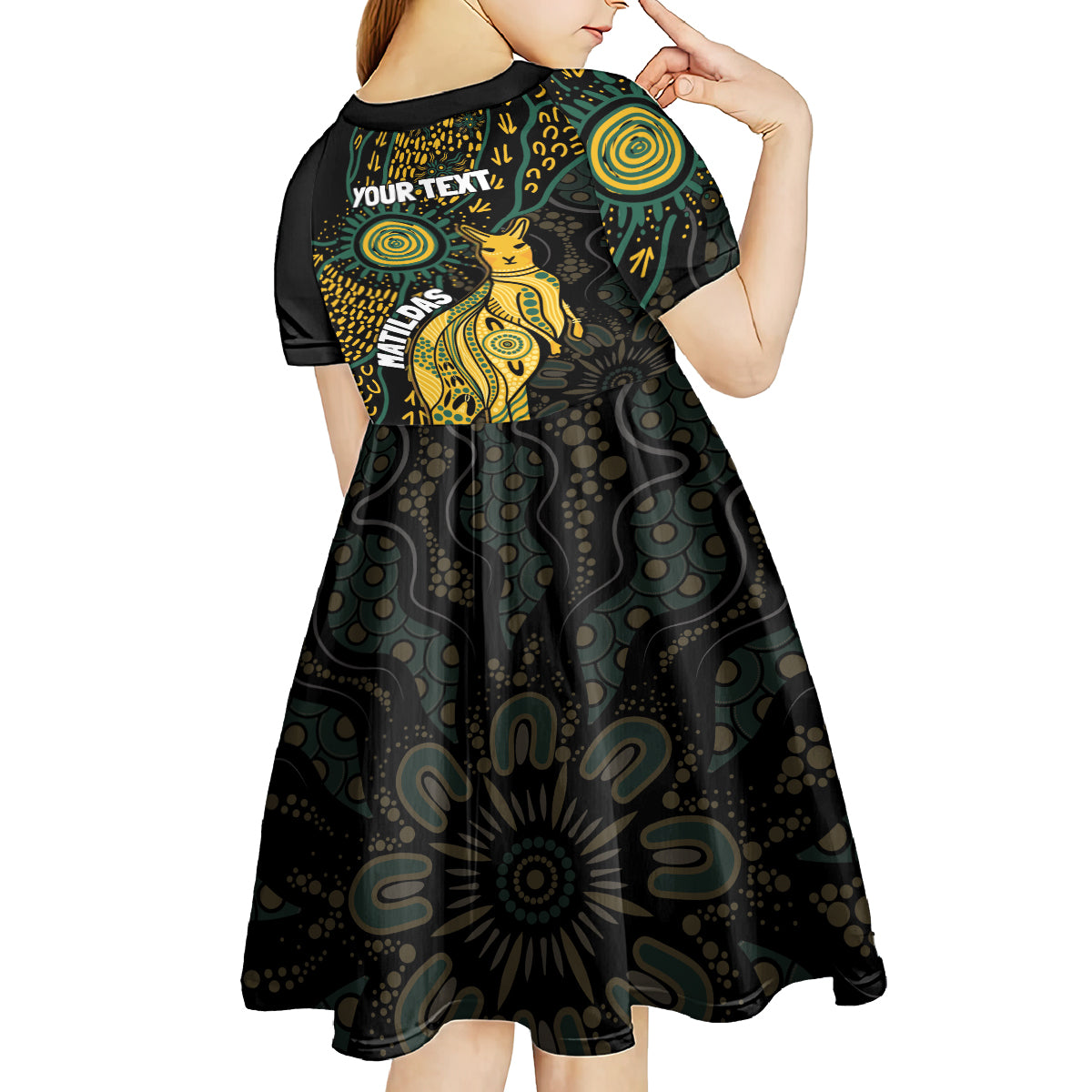 Australia Matildas Indigenous Kid Short Sleeve Dress NAIDOC 2024 Keep The Fire Burning