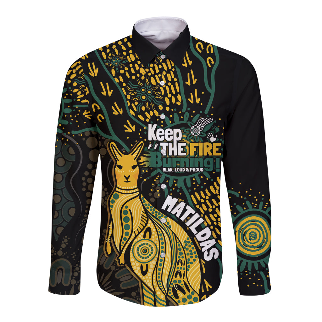 Australia Matildas Indigenous Long Sleeve Button Shirt NAIDOC 2024 Keep The Fire Burning