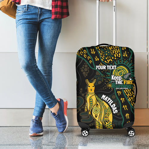 Australia Matildas Indigenous Luggage Cover NAIDOC 2024 Keep The Fire Burning