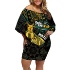 Australia Matildas Indigenous Off Shoulder Short Dress NAIDOC 2024 Keep The Fire Burning