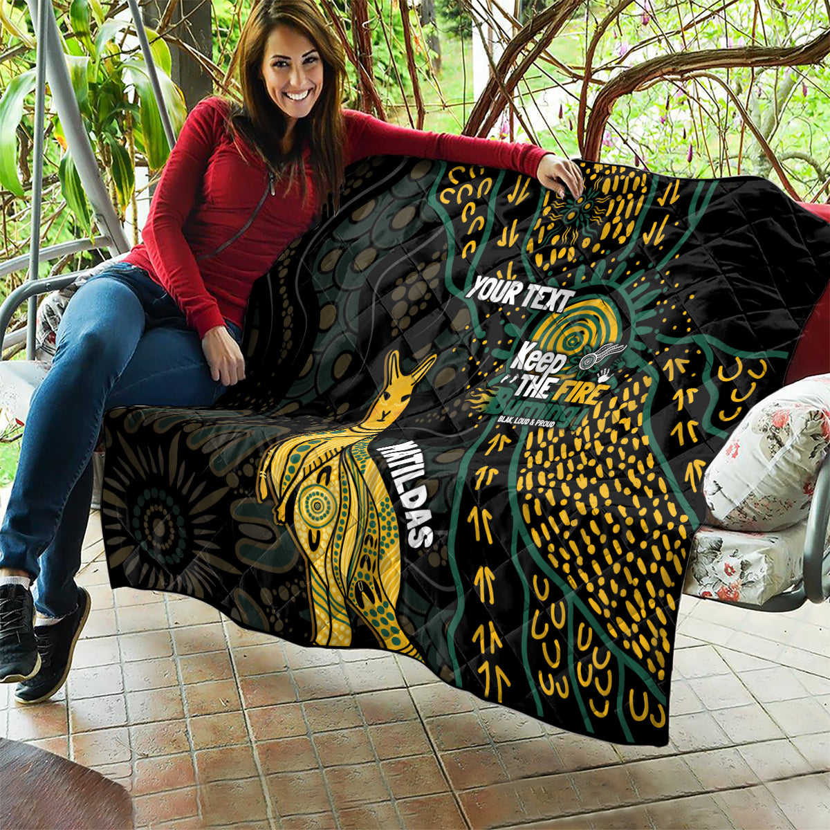 Australia Matildas Indigenous Quilt NAIDOC 2024 Keep The Fire Burning