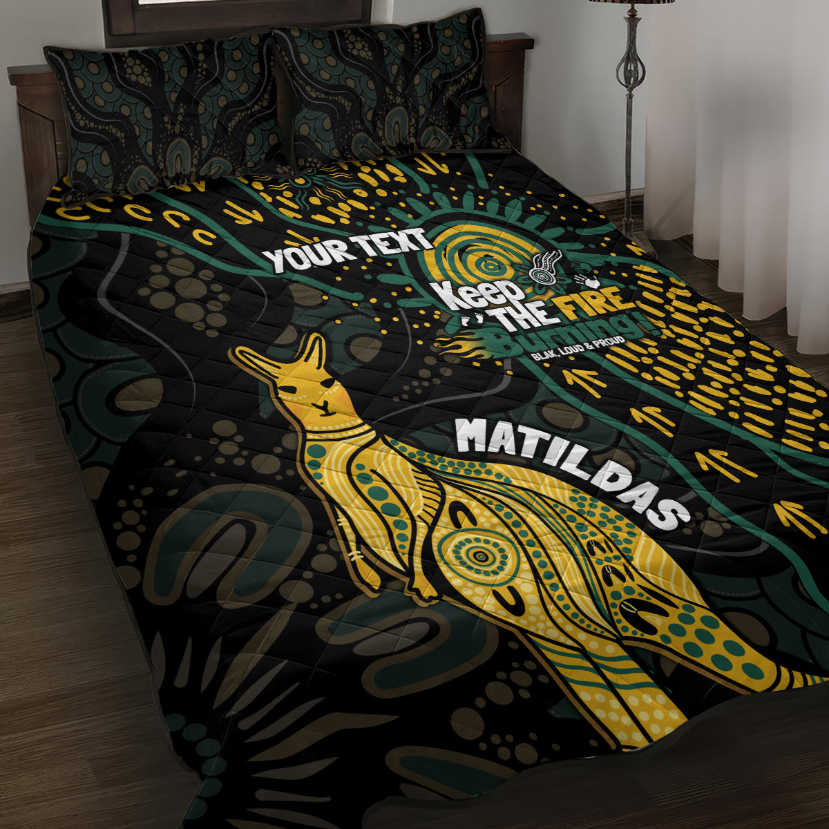 Australia Matildas Indigenous Quilt Bed Set NAIDOC 2024 Keep The Fire Burning