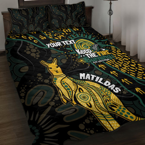 Australia Matildas Indigenous Quilt Bed Set NAIDOC 2024 Keep The Fire Burning