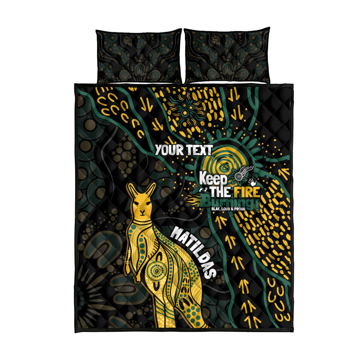 Australia Matildas Indigenous Quilt Bed Set NAIDOC 2024 Keep The Fire Burning