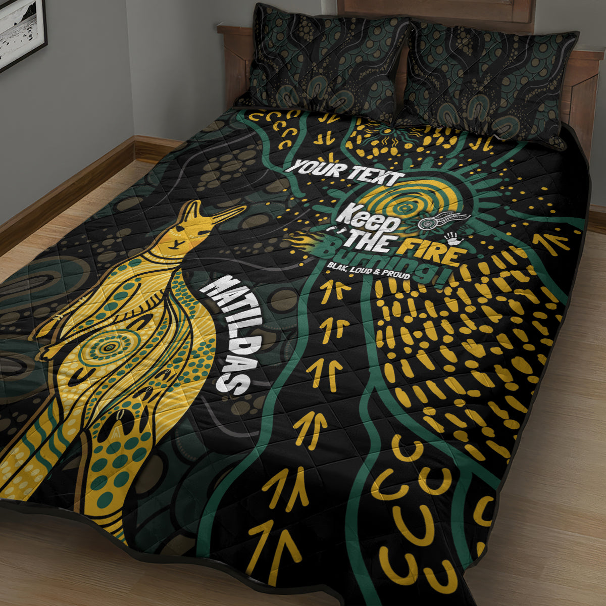 Australia Matildas Indigenous Quilt Bed Set NAIDOC 2024 Keep The Fire Burning
