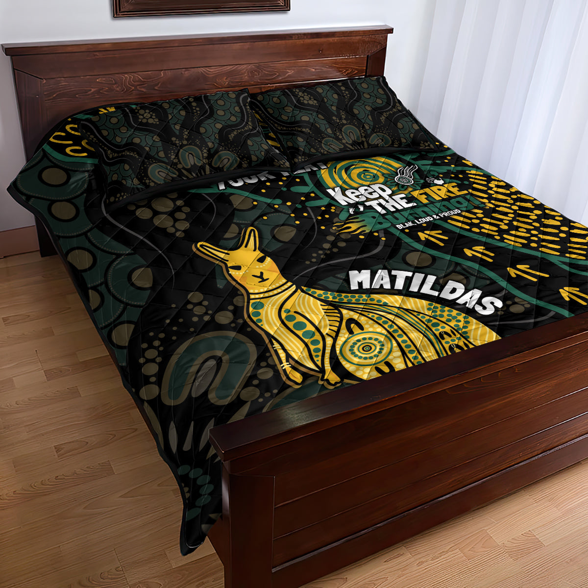 Australia Matildas Indigenous Quilt Bed Set NAIDOC 2024 Keep The Fire Burning