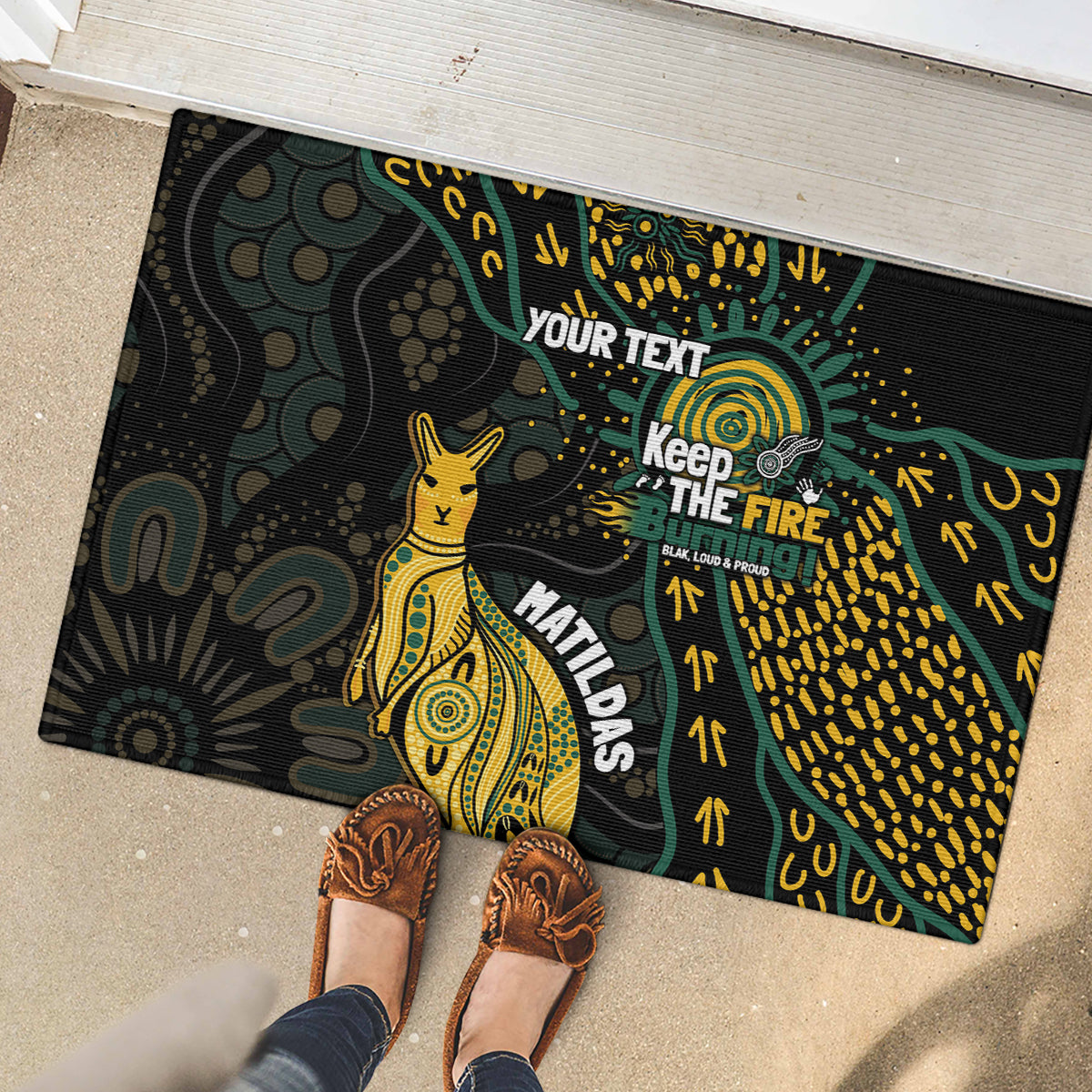 Australia Matildas Indigenous Rubber Doormat NAIDOC 2024 Keep The Fire Burning