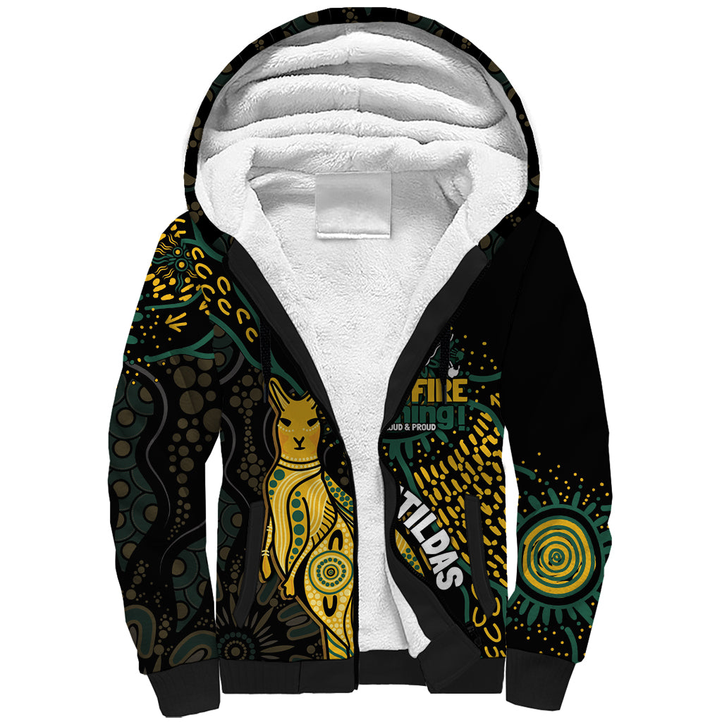 Australia Matildas Indigenous Sherpa Hoodie NAIDOC 2024 Keep The Fire Burning