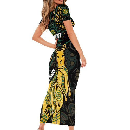 Australia Matildas Indigenous Short Sleeve Bodycon Dress NAIDOC 2024 Keep The Fire Burning