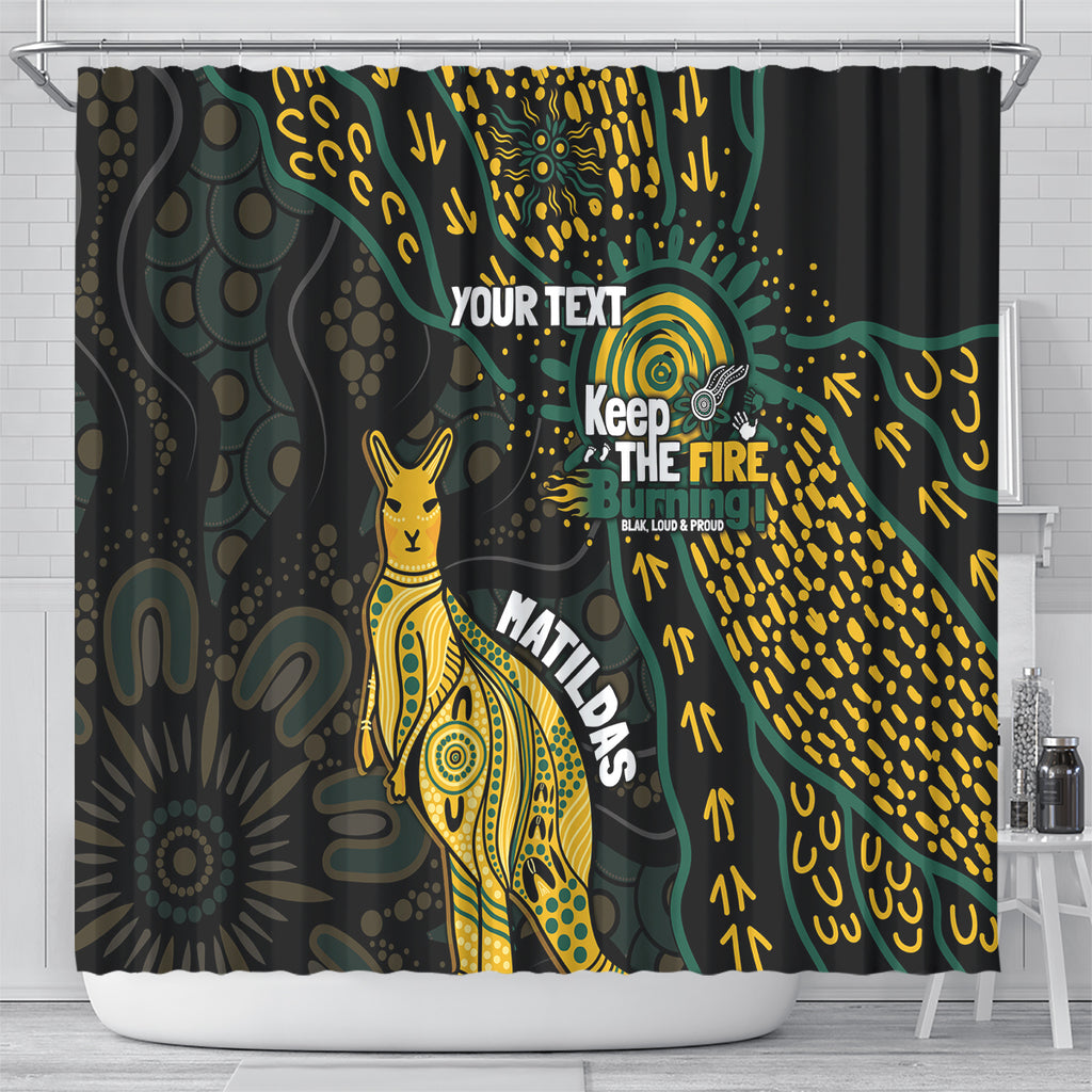 Australia Matildas Indigenous Shower Curtain NAIDOC 2024 Keep The Fire Burning