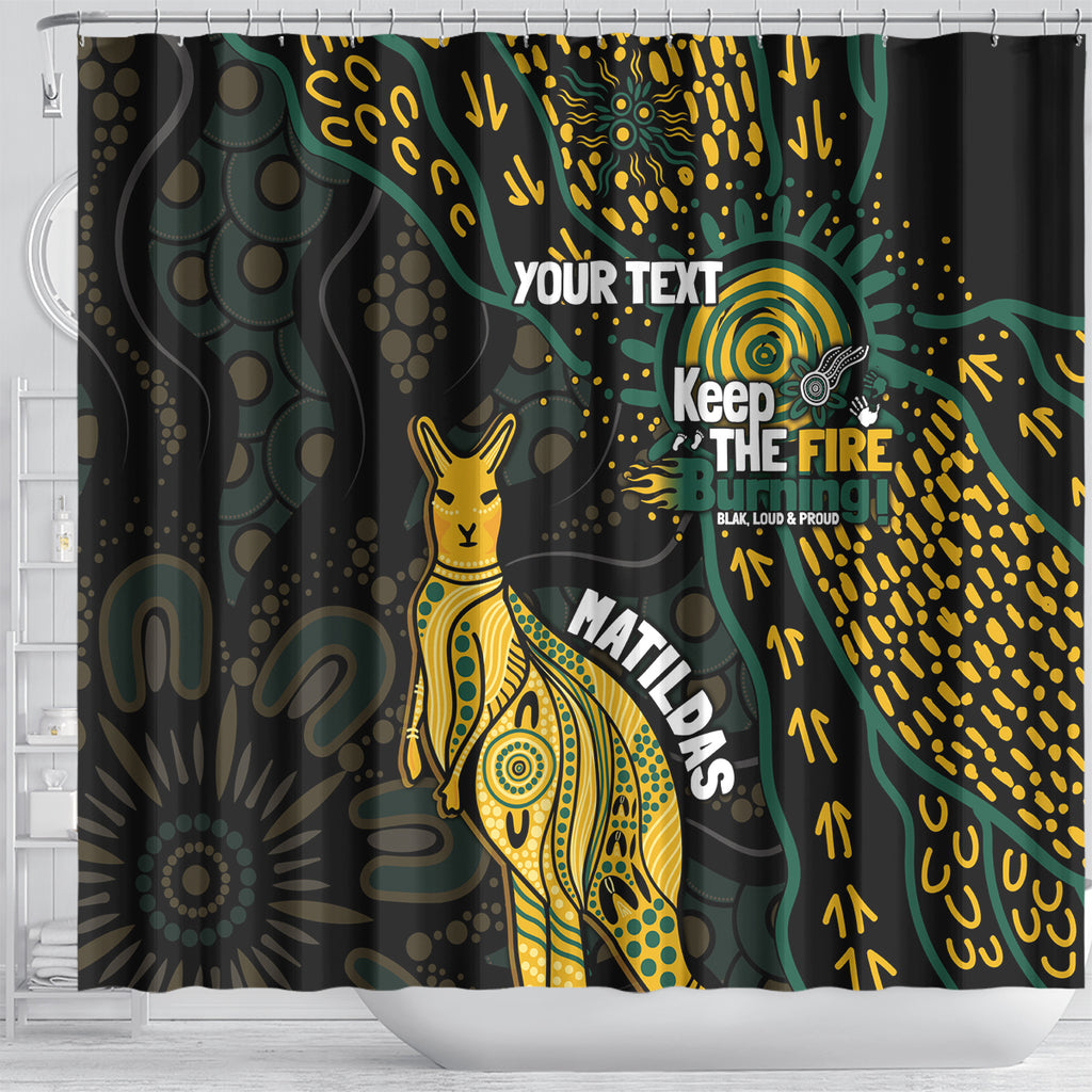 Australia Matildas Indigenous Shower Curtain NAIDOC 2024 Keep The Fire Burning
