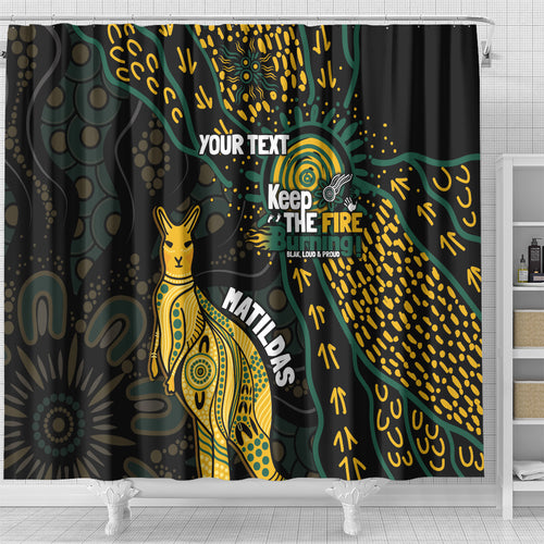 Australia Matildas Indigenous Shower Curtain NAIDOC 2024 Keep The Fire Burning