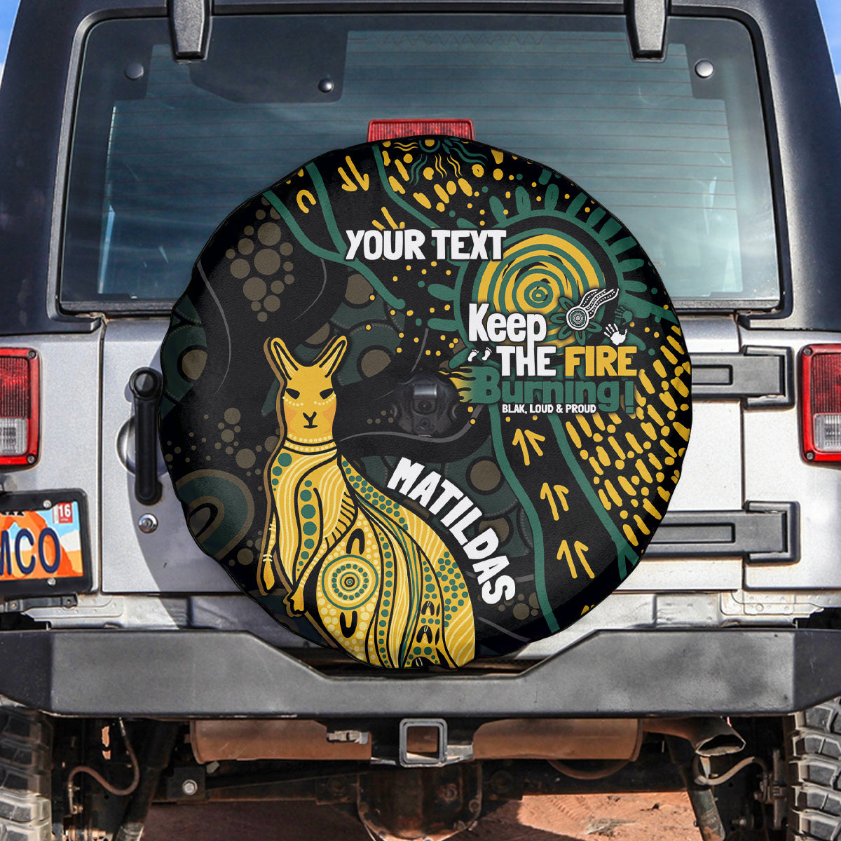 Australia Matildas Indigenous Spare Tire Cover NAIDOC 2024 Keep The Fire Burning