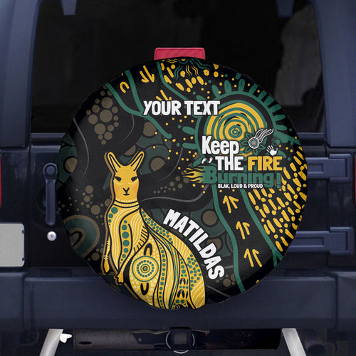 Australia Matildas Indigenous Spare Tire Cover NAIDOC 2024 Keep The Fire Burning