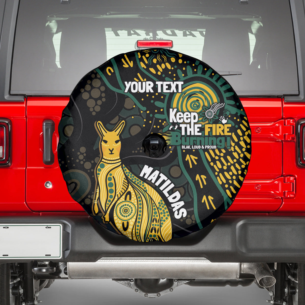 Australia Matildas Indigenous Spare Tire Cover NAIDOC 2024 Keep The Fire Burning