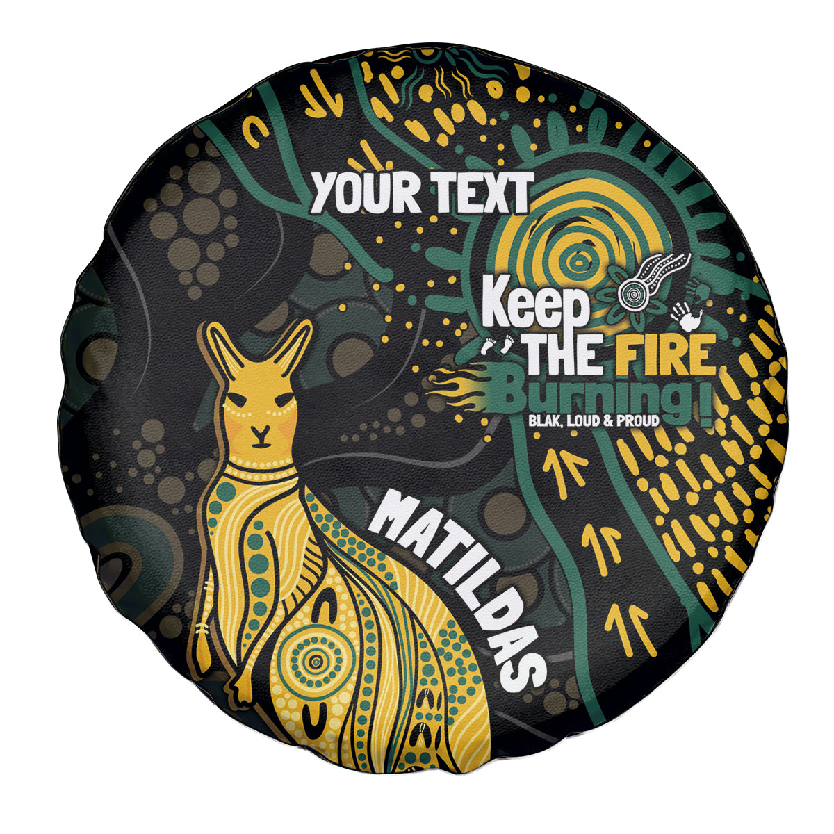 Australia Matildas Indigenous Spare Tire Cover NAIDOC 2024 Keep The Fire Burning