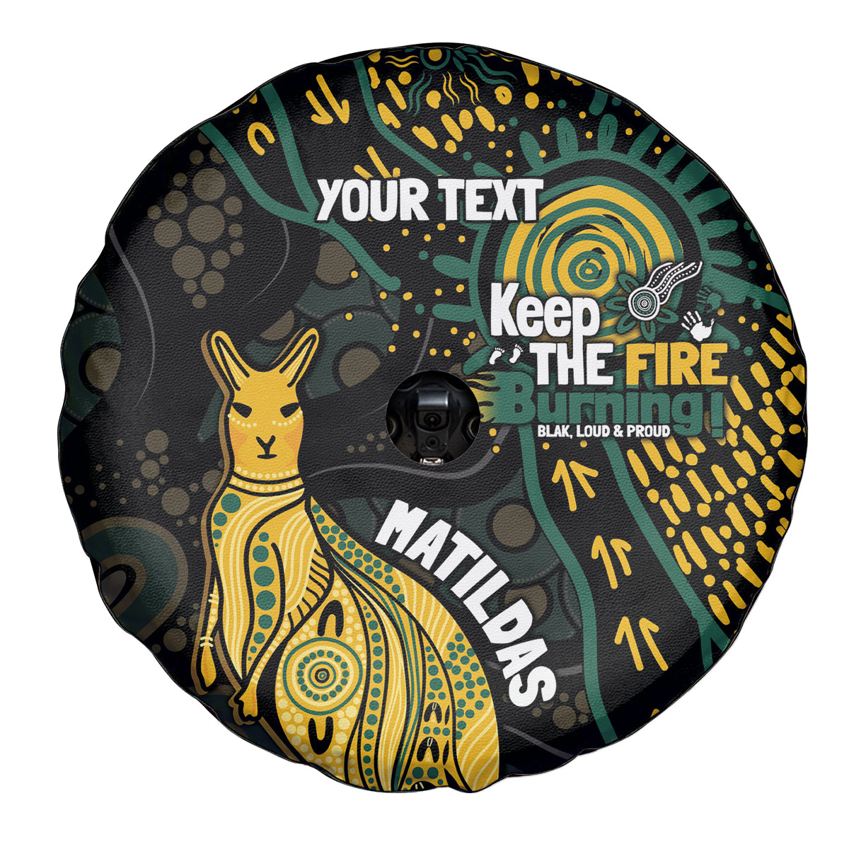 Australia Matildas Indigenous Spare Tire Cover NAIDOC 2024 Keep The Fire Burning