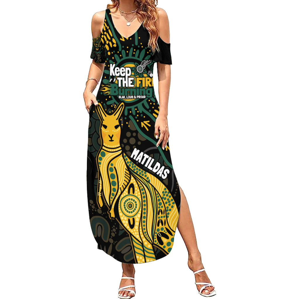 Australia Matildas Indigenous Summer Maxi Dress NAIDOC 2024 Keep The Fire Burning