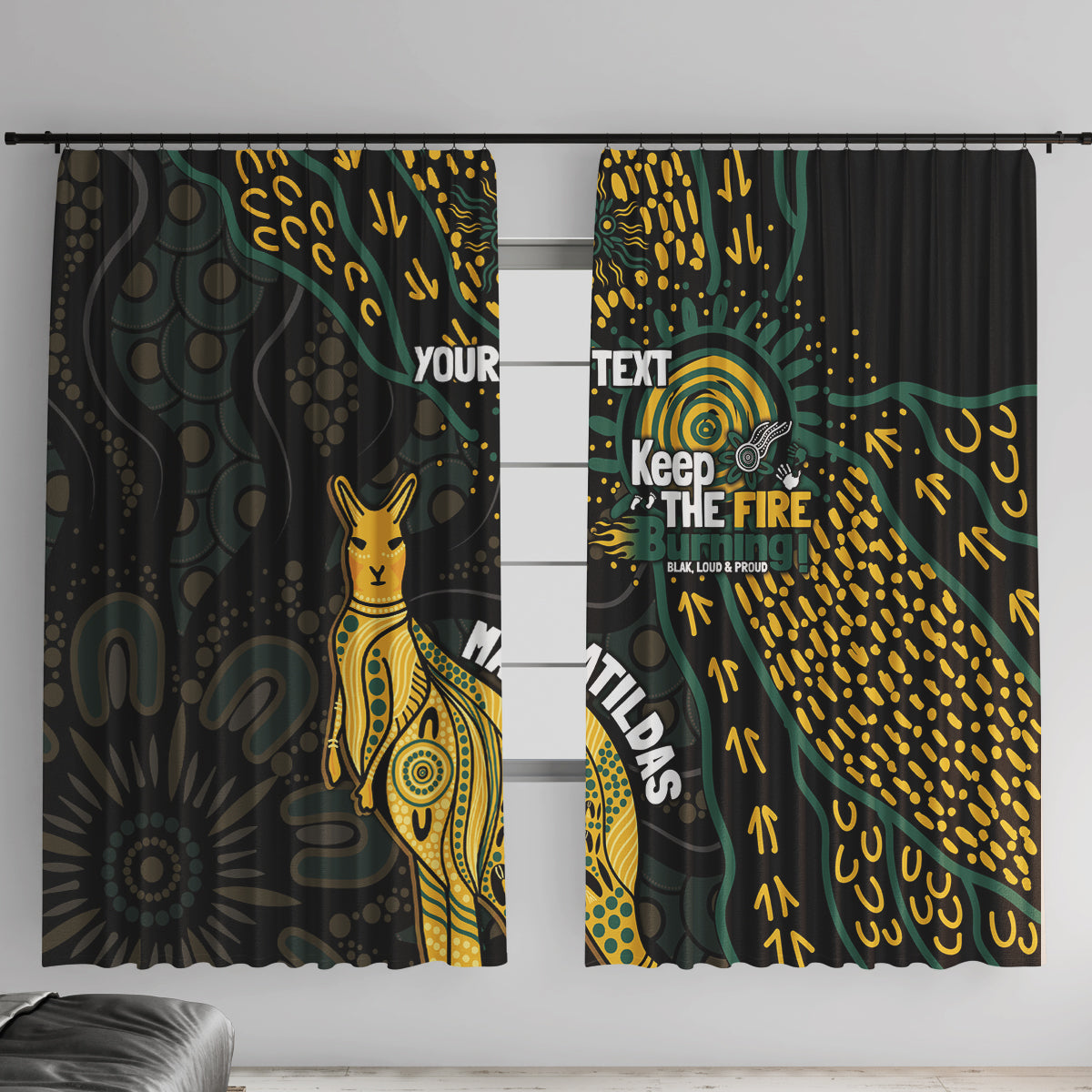 Australia Matildas Indigenous Window Curtain NAIDOC 2024 Keep The Fire Burning