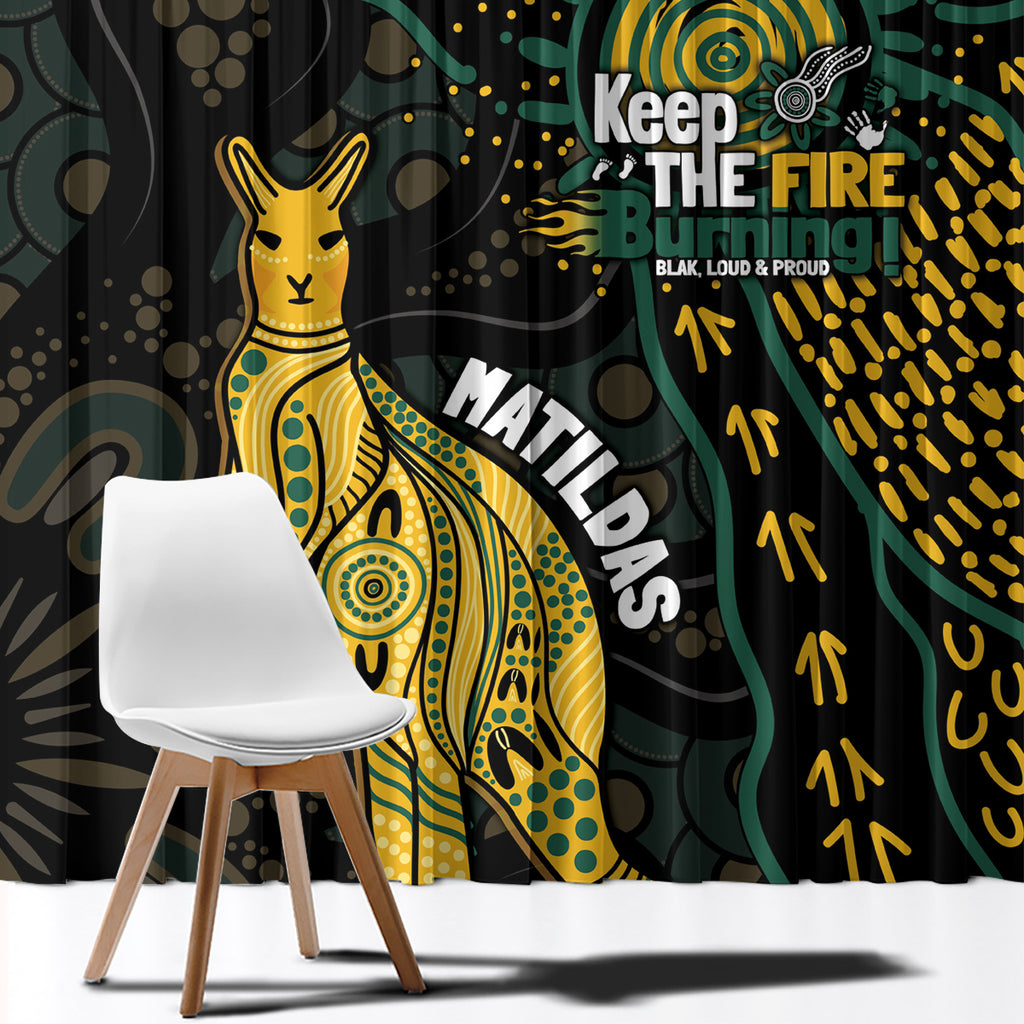 Australia Matildas Indigenous Window Curtain NAIDOC 2024 Keep The Fire Burning
