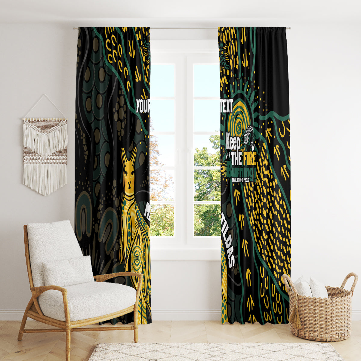 Australia Matildas Indigenous Window Curtain NAIDOC 2024 Keep The Fire Burning