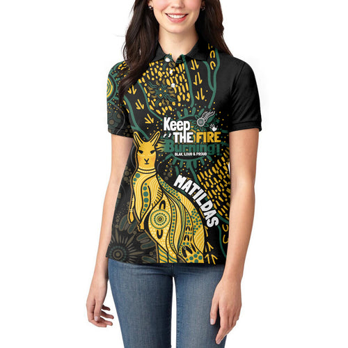 Australia Matildas Indigenous Women Polo Shirt NAIDOC 2024 Keep The Fire Burning