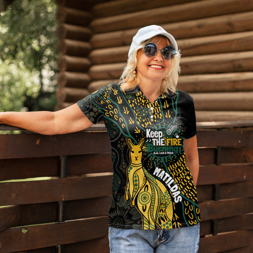 Australia Matildas Indigenous Women Polo Shirt NAIDOC 2024 Keep The Fire Burning