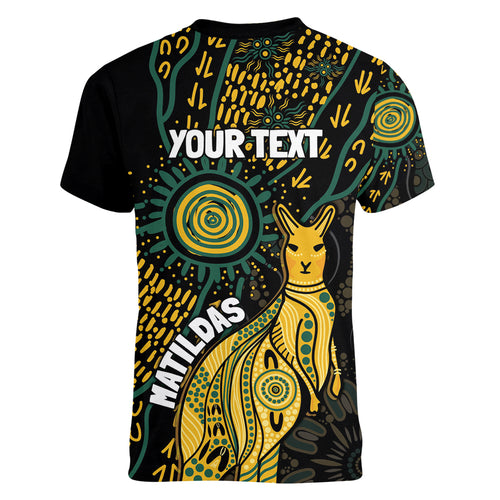 Australia Matildas Indigenous Women V-Neck T-Shirt NAIDOC 2024 Keep The Fire Burning
