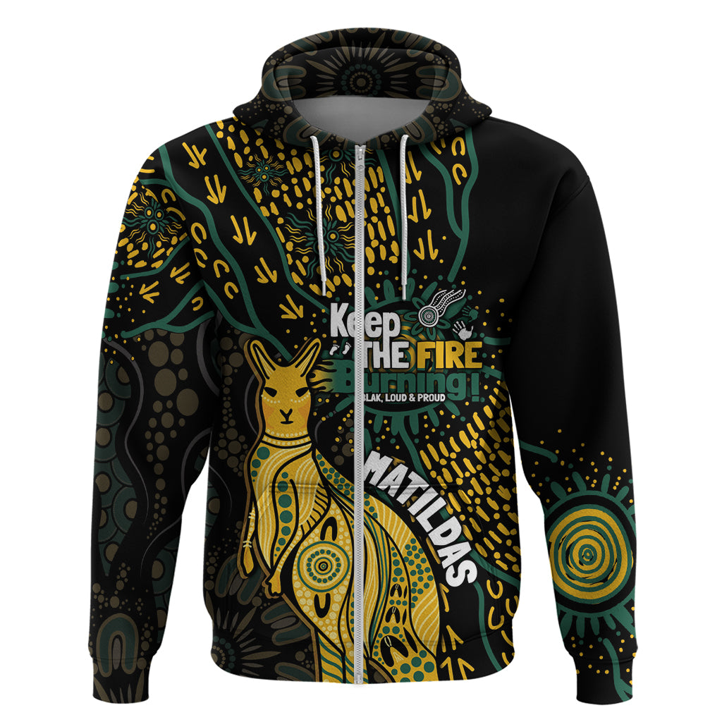 Australia Matildas Indigenous Zip Hoodie NAIDOC 2024 Keep The Fire Burning