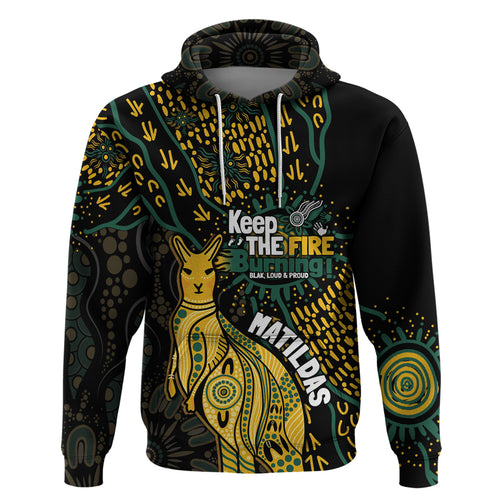 Australia Matildas Indigenous Zip Hoodie NAIDOC 2024 Keep The Fire Burning