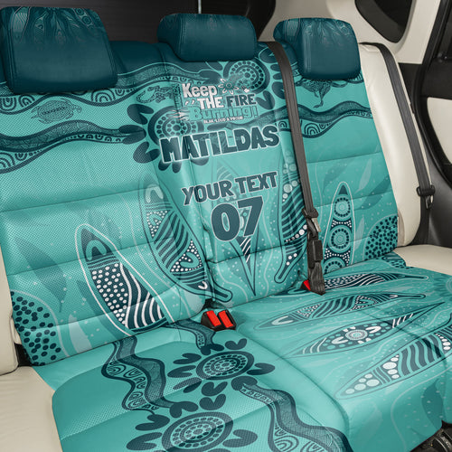 Australia Matildas Indigenous Back Car Seat Cover NAIDOC 2024 Turquoise Color
