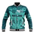 Australia Matildas Indigenous Baseball Jacket NAIDOC 2024 Turquoise Color