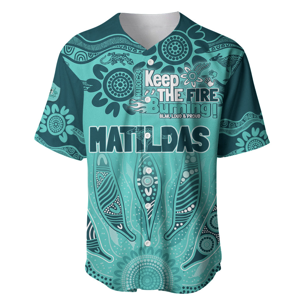 Australia Matildas Indigenous Baseball Jersey NAIDOC 2024 Turquoise Color