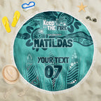 Australia Matildas Indigenous Beach Blanket NAIDOC 2024 Turquoise Color