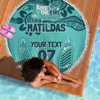 Australia Matildas Indigenous Beach Blanket NAIDOC 2024 Turquoise Color