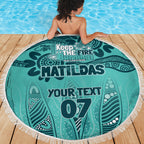 Australia Matildas Indigenous Beach Blanket NAIDOC 2024 Turquoise Color