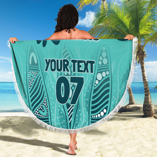 Australia Matildas Indigenous Beach Blanket NAIDOC 2024 Turquoise Color