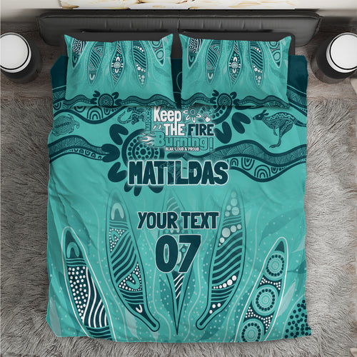 Australia Matildas Indigenous Bedding Set NAIDOC 2024 Turquoise Color