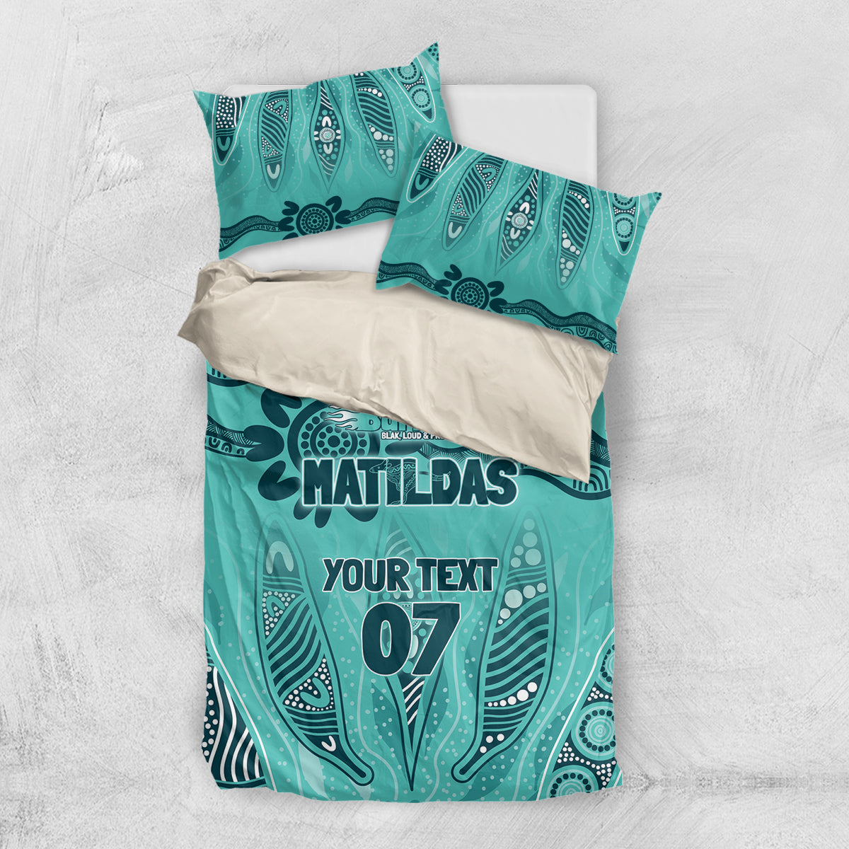 Australia Matildas Indigenous Bedding Set NAIDOC 2024 Turquoise Color