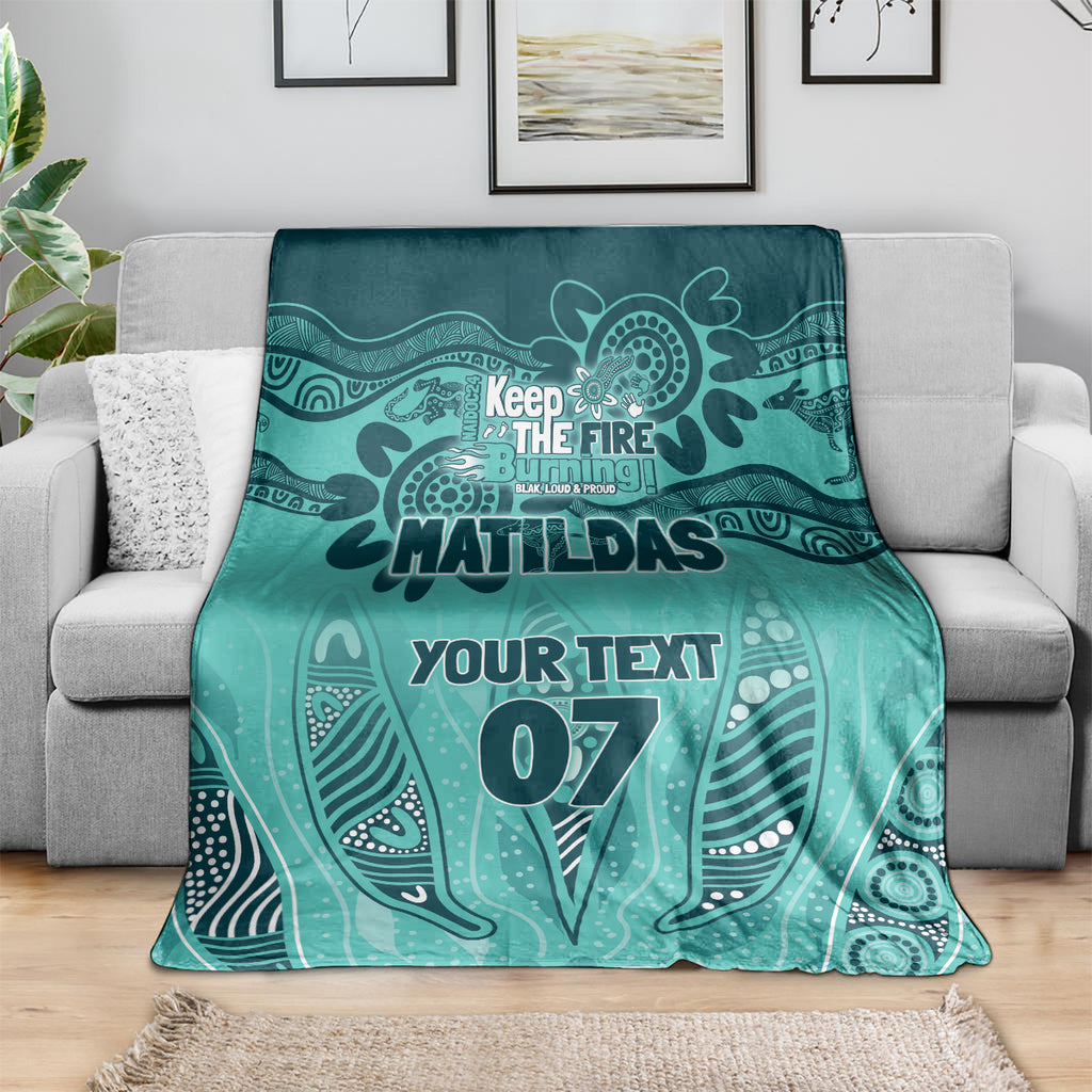 Australia Matildas Indigenous Blanket NAIDOC 2024 Turquoise Color
